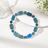 Natural Apatite Rectangle and Round Beaded Stretch Bracelets BJEW-JB14493-01-1