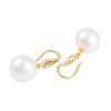 Rack Plating Brass Cubic Zirconia ABS Pearl Earring Hooks EJEW-S219-16G-02-2