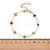 Natural Cultured Freshwater Pearl & Brass Glass Link Chains Bracelets for Women BJEW-JB14219-4