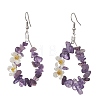 Natural Amethyst Flower Dangle Earrings EJEW-JE06802-02-3