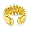 Brass with Cubic Zirconia Open Cuff Ring RJEW-B051-06G-3