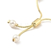 Shell Pearl Beaded Slider Bracelet with Brass Snake Chain BJEW-B066-01B-02-3