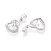 925 Sterling Silver Micro Pave Clear Cubic Zirconia Heart with Dragonfly Charms with 925 Stamp STER-T008-83P-2