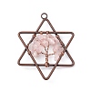 Pentagram Natural Rose Quartz Copper Wire Wrapped Chip Big Pendants G-E195-10R-01-2