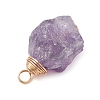 Raw Rough Natural Green Aventurine/Tiger Eye/Rose Quartz/Amethyst/Quartz Crystal Copper Wire Vortex Wrapped Pendants PALLOY-JF03300-5