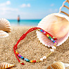 Glass Seed Beads & Imitation Pearl Round Beads Braided Bead Bracelets MR3840-1