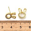 Rabbit Head Brass Micro Pave Cubic Zirconia Ear Studs EJEW-D304-39G-3