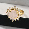 Sunflower Natural Rose Quartz Finger Rings RJEW-B113-03G-09-2