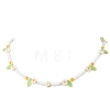 Faceted Round Dyed Natural Agate & Flower Handmade Millefiori Glass & Glass Seed Beaded Necklaces for Women NJEW-MZ00150-02-2