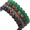 4Pcs Constellation 8mm Round Natural Gray Agate & Green Aventurine & Indian Agate & Black Onyx(Dyed & Heated) Beaded Stretch Bracelets for Women BJEW-JB10632-5