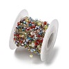 Handmade 304 Stainless Steel Chains with Faceted Rondelle Glass Beads CHS-K020-17G-2