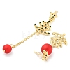 Christmas Tree & Round Alloy & Acrylic Beaded Dangle Stud Earrings for Women EJEW-G406-02G-2