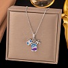 Airplane & Camera & Trunk 304 Stainless Steel Micro Pave Clear Cubic Zirconia Pendant Necklaces FS-WG81D22-02-1