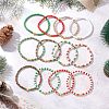 12Pcs Christmas Theme Glass Seed Beads Stretch Bracelet Sets BJEW-JB12109-1