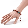 Natural Gemstone & Synthetic Turquoise & Wood Braided Bead Bracelet BJEW-JB08406-3