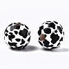 Printed Natural Wooden Beads WOOD-R270-07A-2