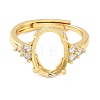 Rack Plating Oval Brass Micro Pave Cubic Zirconia Adjustable Ring Components KK-Q819-03G-2