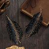 Bohemian Handmade Glass Seed Beads Tassel Dangle Earrings ZR0376-5