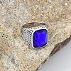 304 Stainless Steel with Natural Lapis Lazuli Finger Rings FS-WG67565-57-1