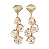 Flower Glass Seed Beaded Stud Dangle Earrings EJEW-MZ00774-3