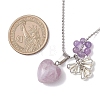 3Pcs 3 Styles Natural Green Aventurine & Carnelian & Lepidolite/Purple Mica Stone & Red Jasper Heart Pendant Necklaces for Women NJEW-TA00215-3