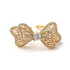 Brass Pave Cubic Zirconia  Open Cuff Rings for Women RJEW-M169-04G-1