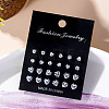 12 Pairs 6 Sizes Brass with Clear Cubic Zirconia Stud Earrings Sets PW-WG99341-01-1