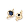 Brass Cubic Zirconia Flat Round Connector Charms KK-H204-02KCG-03-2