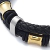 Men's Braided Black PU Leather Cord Bracelets BJEW-K243-65AS-2