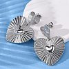 Heart 304 Stainless Steel Dangle Stud Earrings EJEW-Z109-03P-3
