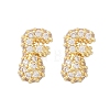 Brass Micro Pave Cubic Zirconia Stud Earrings EJEW-Z091-04G-F-2