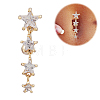 Piercing Jewelry Real 18K Gold Plated Brass Star Cubic Zirconia Navel Ring Navel Ring Belly Rings AJEW-EE0001-94-3