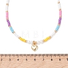 Valentine's Day 304 Stainless Steel Heart Pendant Glass Seed Beaded Necklaces for Women NJEW-MZ00146-02-3