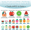64Pcs 16 Styles Fruit & Vegetable Theme Handmade Polymer Clay Beads CLAY-TADJ0001-11-4