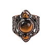 Natural Tiger Eye Retro Finger Rings RJEW-B067-01R-17-2