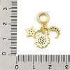 Rack Plating Brass Micro Pave Clear & Black Cubic Zirconia European Dangle Charms KK-Z074-65G-3