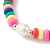 Handmade Polymer Clay Heishi Beads Surfering Stretch Bracelet BJEW-JB07229-6
