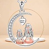 Mother's Day Alloy with Rhinestone Mother Daughter Moon Pendant Necklaces FS-WGC883C-01-2