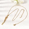 201 Stainless Steel Pave Colorful Cubic Zirconia Fish Bone Pendant Necklaces for Women NJEW-C111-02A-G-3