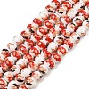 Handmade Flower Printed Porcelain Ceramic Beads Strands PORC-M005-6mm-06-1