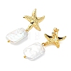 304 Stainless Steel and Natural Baroque Pearl Keshi Pearl Stud Earrings EJEW-JE07106-01-4