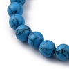 Round Synthetic Turquoise(Dyed) Stretch Beaded Bracelets BJEW-JB05408-04-2