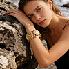 Ocean 304 Stainless Steel Hollow Starfish Shell Shape Open Cuff Bangles for Women WGCF8EC-01-4