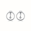 Anti-Tarnish Ring Rhodium Plated 925 Sterling Silver Stud Earrings PB1316-7-1