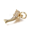 Brass Micro Pave Clear Cubic Zirconia Charms KK-D110-08A-G-2