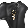 Natural Cultured Freshwater Pearl Beads & Spiral Shell Dangle Hoop Earrings EJEW-JE07252-2