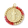 Rack Plating Real 18K Gold Plated Brass Saint Benedict Pendants KK-P245-01G-01-1