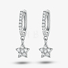 Rhodium Plated 925 Sterling Silver Micro Pave Cubic Zirconia Dangle Hoop Earrings for Women JR3651-2-1