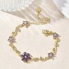 Brass Micro Pave Cubic Zirconia Link Chain Bracelets for Women BJEW-C156-04D-01G-2