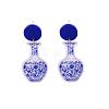 Acrylic Blue and White Porcelain Printed Dangle Stud Earrings FS-WG917E7-05-1